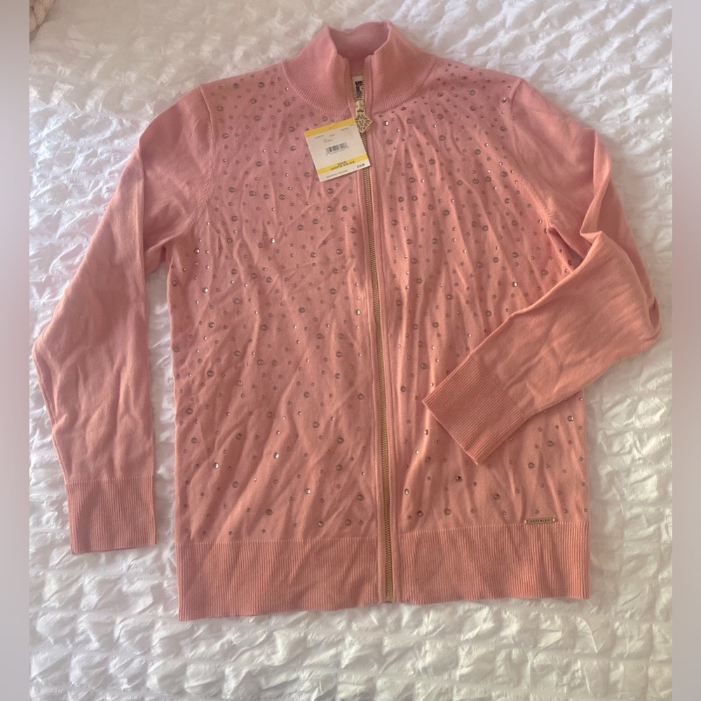 Pink zipper cardigan